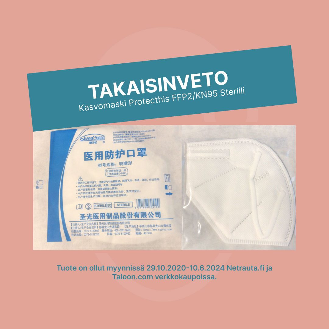 SIC-takaisinveto-tiedote-KN95 Kasvomaski Protecthis FFP2/KN95 Steriili